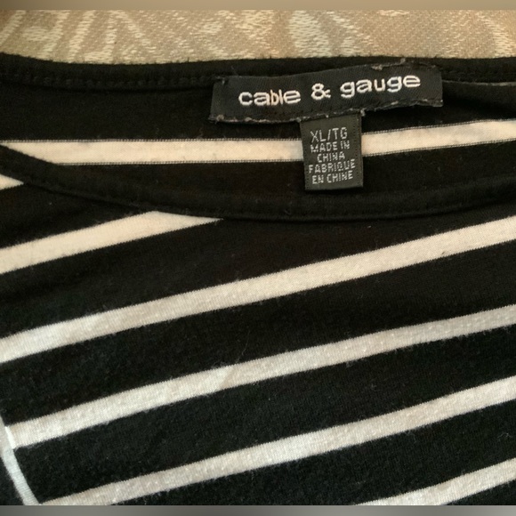 Cable & Gauge Black and White Striped Top - Picture 5 of 9